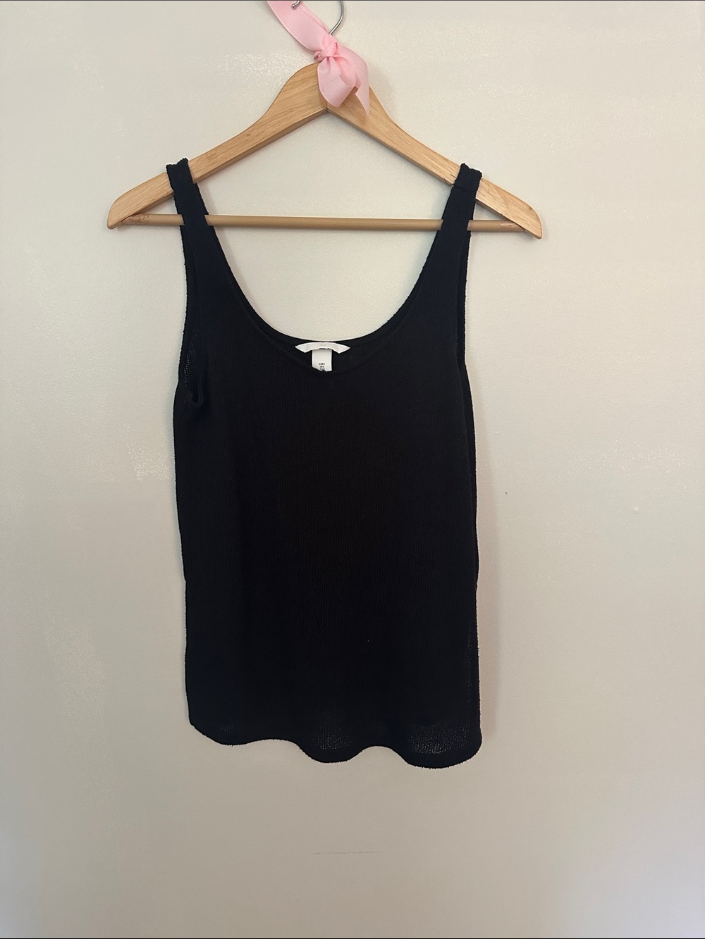 H&M Black Knit Ribbed Scoop Neck Tank Top